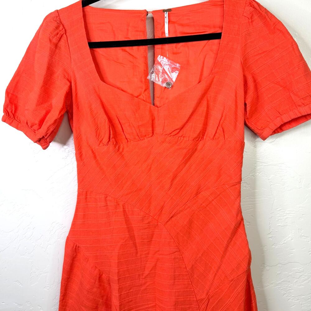 Free People Free-est NWOT Catch The Light Sweetheart Textured Woven Cotton Dress - Picture 5 of 11
